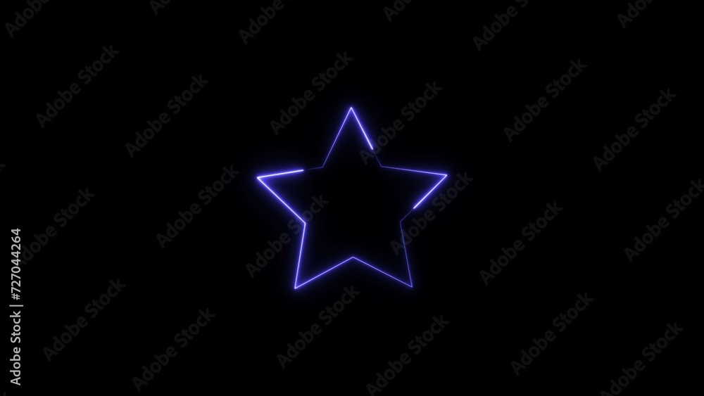 Neon light star frame blue color rotation 90 degree.abstract black background 4k illustration. Neon light star frame blue color rotation 90 degree.abstract black background 4k illustration.