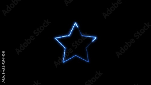 Neon light star frame royal blue color electric line. abstract 4k no black background illustration.