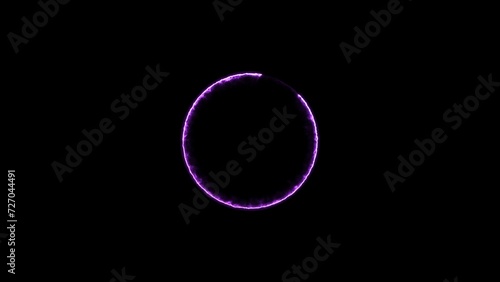 Circle neon light loading purple color illustration. On the black background uploading icon 4k illustration.