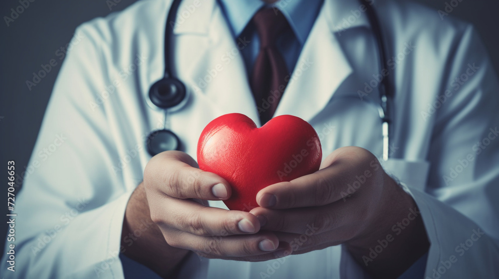 doctor holding heart ,Doctor is holding red heart in his hands St Valentines Day vibe Heart surgery Cardiac surgery