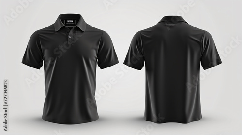 This trendy black polo shirt mockup is perfect for showcasing your own designs. The front and back view provide ample space for adding graphics, logos, or patterns. The blank canvas allows c