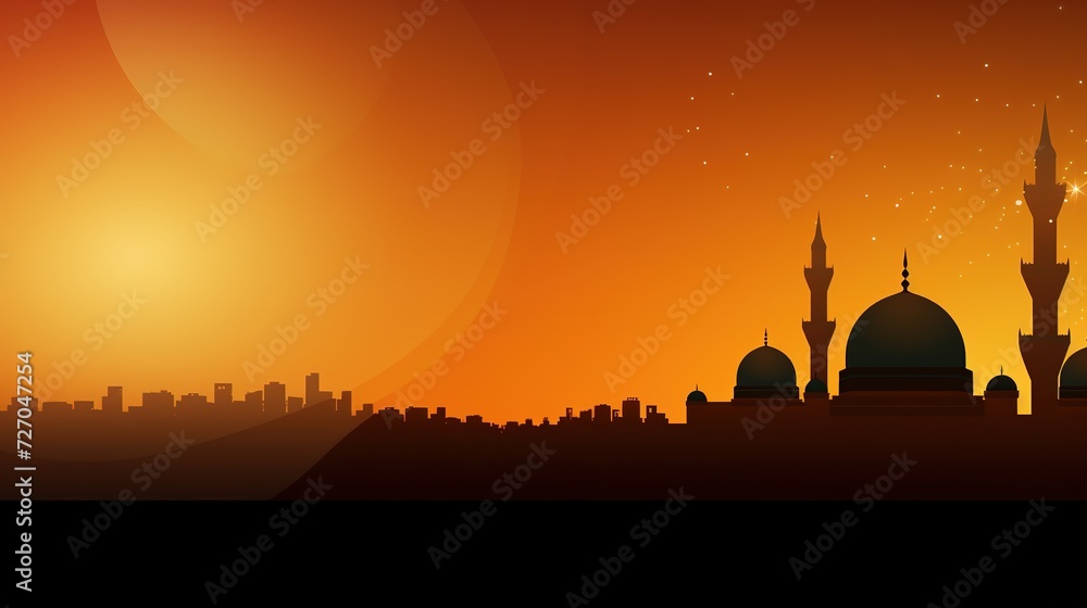 3d render of isolated Islamic background with ramadan lantern, crescent and golden pedestal. Mockup for greeting cards for ramadan kareem, mawlid, iftar, isra miraj, eid al fitr adha. 3D Illustration,