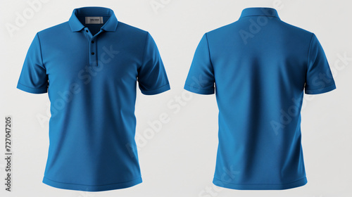 A trendy and versatile blue polo shirt mockup, perfect for showcasing your custom designs. The front and back views provide ample space for your creative artwork or logo. This blank mockup i