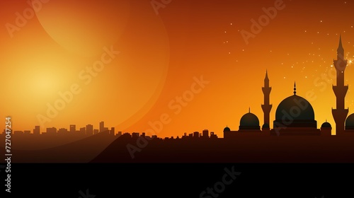 3d render of isolated Islamic background with ramadan lantern  crescent and golden pedestal. Mockup for greeting cards for ramadan kareem  mawlid  iftar  isra miraj  eid al fitr adha. 3D Illustration 