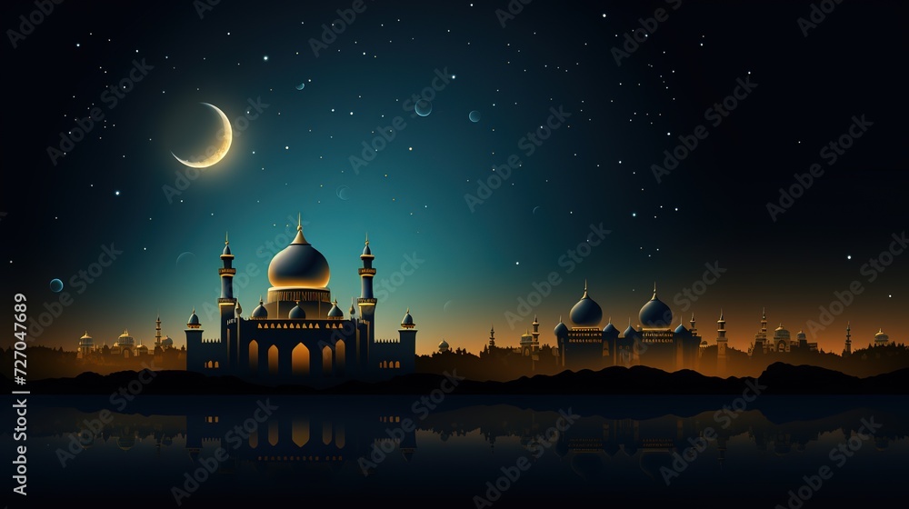 Obraz premium Ramadan Kareem Greeting Background Islamic 3d illustration design, generative ai