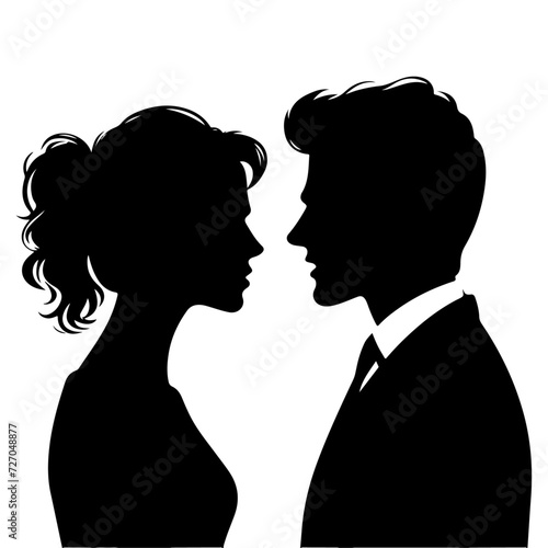 minimal Angry husband and wife couple quarreling, black color vector silhouette