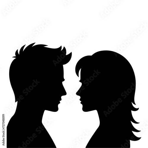 minimal Angry husband and wife couple quarreling, black color vector silhouette