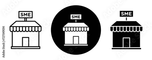 SME outline icon collection or set. SME Thin vector line art