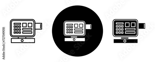 POS system outline icon collection or set. POS system Thin vector line art