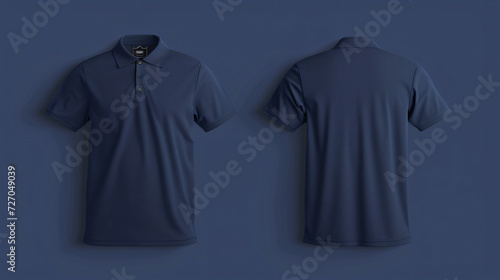 A stylish and versatile dark blue polo shirt, perfect for any casual or smart-casual occasion. This mockup features both the front and back views, allowing designers to effortlessly showcase
