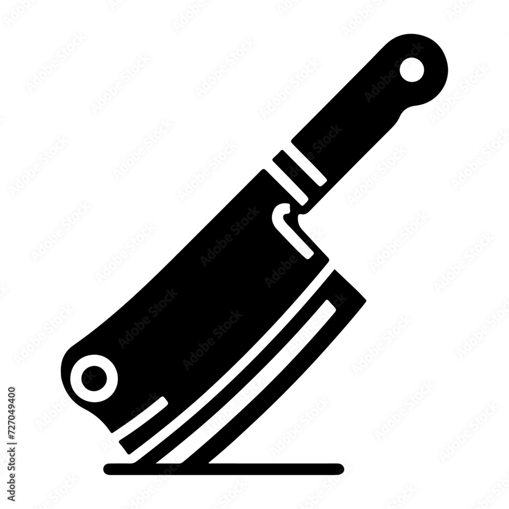 minimal chines Meat cleaver knife icon vector silhouette