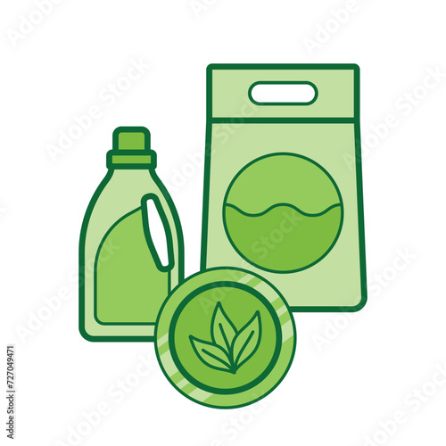 Eco friendly detergents green flat vector illustration isolated object