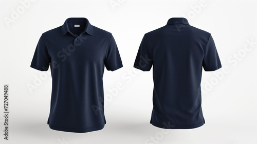 A stylish and versatile dark blue polo shirt mockup, perfect for showcasing your designs. With a sleek front and back view, this blank template allows you to easily customize the shirt to ma