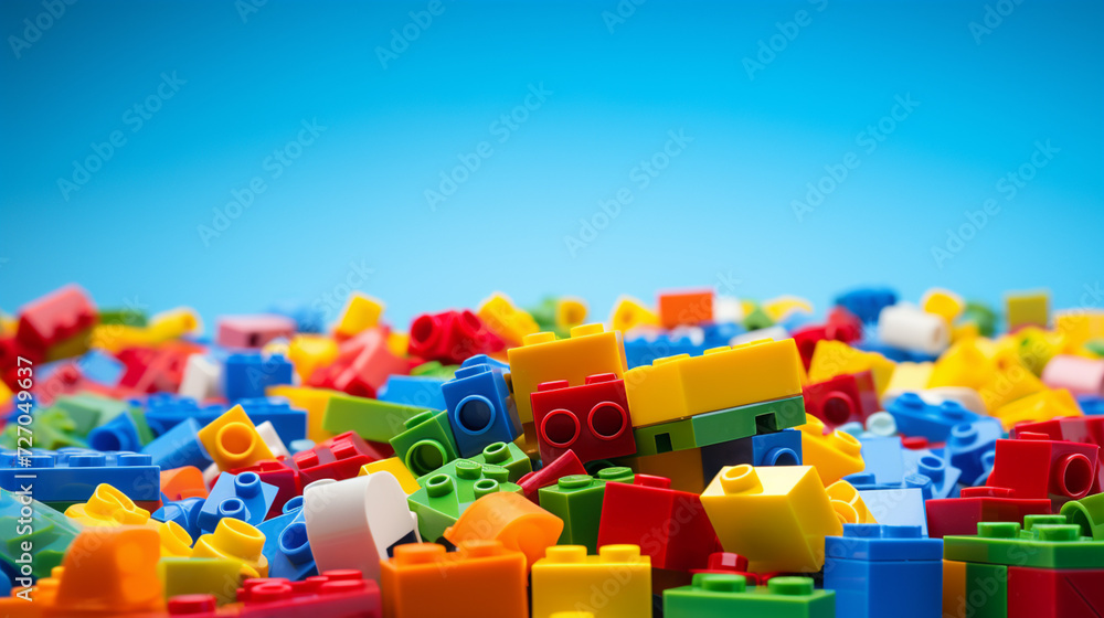 Fototapeta premium Lego background with copy space. Generative AI