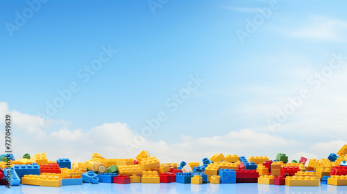 Lego background with copy space. Generative AI photo