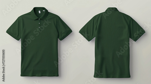 A stylish and versatile dark green polo shirt mockup featuring both the front and back views. This blank canvas is perfect for showcasing your designs or branding concepts with ease. The dee