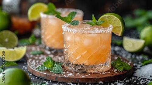 Boozy Refreshing Classic Margarita Cocktail with Salt and Lime 