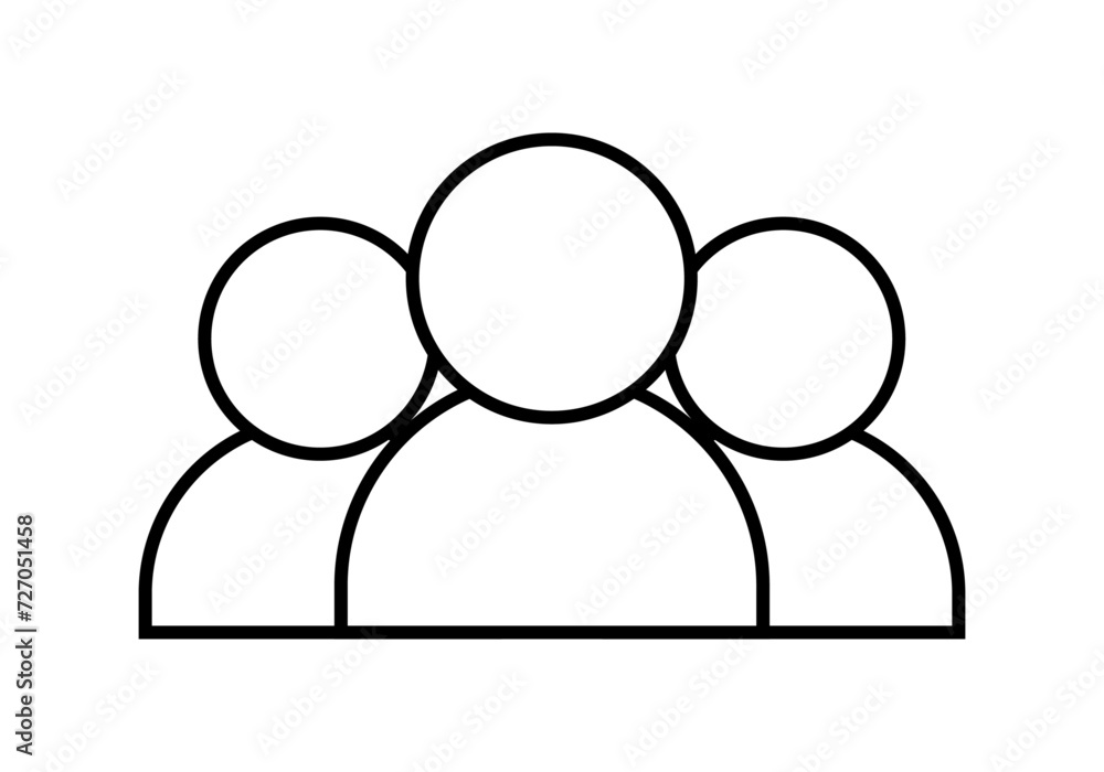 Icono negro de grupo de personas en fondo blanco. Icono negro de grupo de personas en fondo blanco.