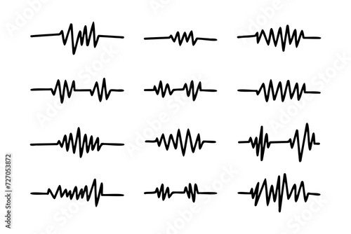 graphic symbol or sound wave, measuring earthquakes, drawn on a white background.