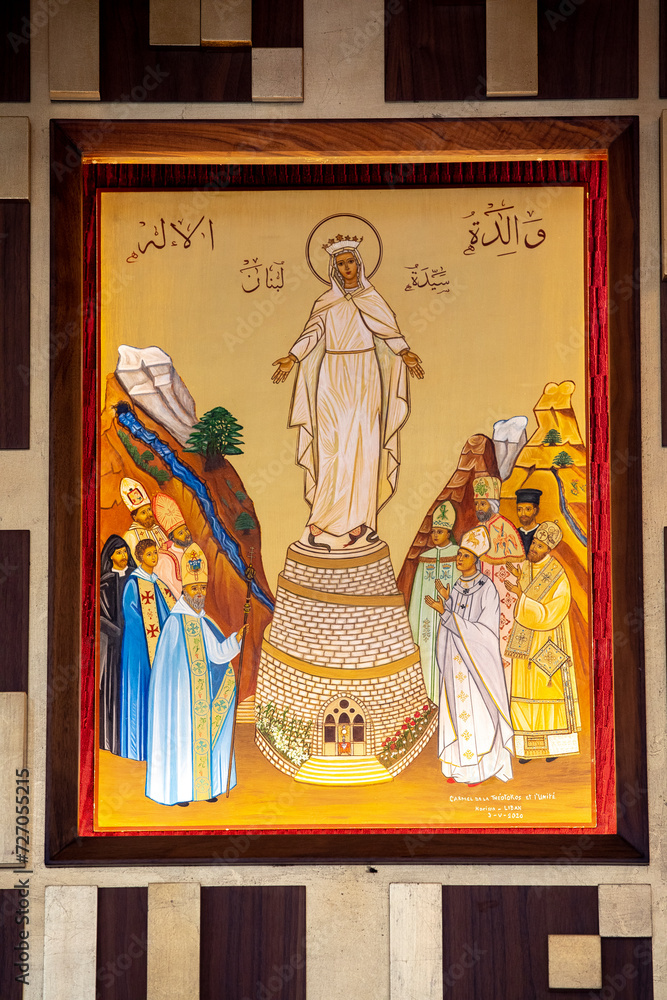 Icon in a chapel in Our Lady of Lebanon sanctuary, Harissa, Lebanon