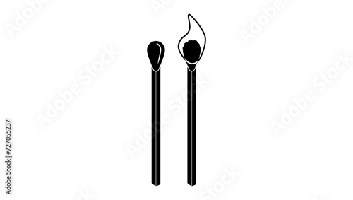 matchstick, black isolated silhouette