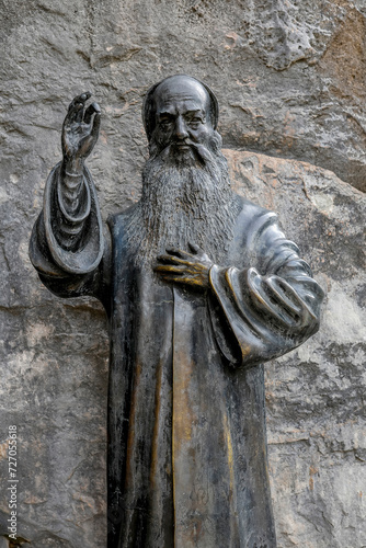 Statue of monk Antonios Tarabay outside his tomb near Mar Licha monastery in the Qadisha (Kadisha) Holy Valley in Nortern Lebanon. photo