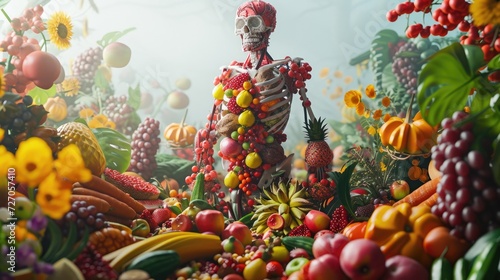 The human body is likened to a composition of assorted vegetables.