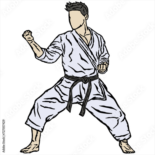 illustration vector karate technique pose logo icon full color