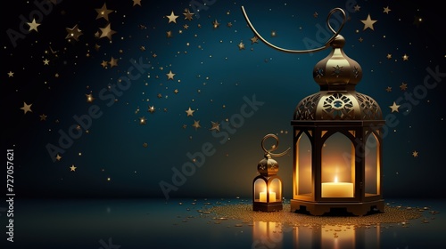 illustration of illuminated lamp on Eid Mubarak  Happy Eid  background lanterne for eid mubarak and said and mabrok  generative ai  