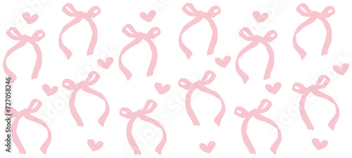 Coquette pink ribbon bow Retro Trendy Beer Can Glass Wrap isolated on white background.
