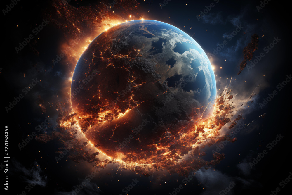 Planet Earth covered in flames Planet Earth covered in flames
