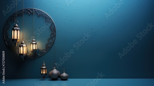 Ramadan Kareem and Eid Mubarak greetings,islamic background,ramadan kareem banner ,Elegant shape of ramadan kareem banner, generative ai, photo