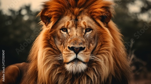 Portrait of a bold lion in the savannah.
