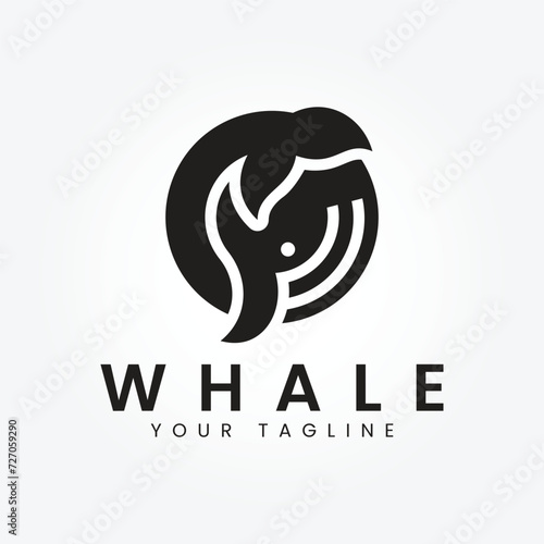 whale ocean logo vector minimalist illustration design, sea whale logo design