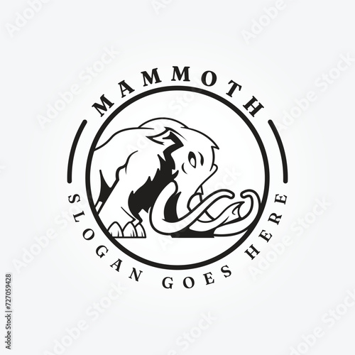 woolly mammoth logo vector design template with long tusks