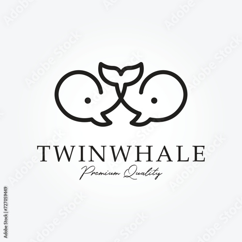 line art twin whale logo vector illustration design graphic