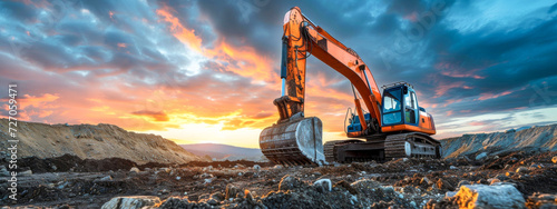 Excavator at Work During Golden Hour on Construction Site
epic illustration photo