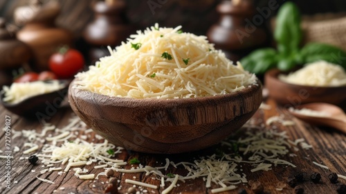 Organic Shredded Mexican Cheese in a Bowl 