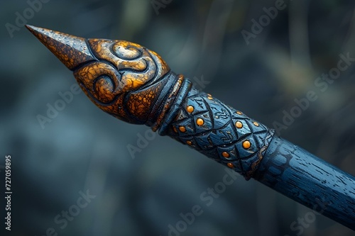 AI generated illustration of an ancient wooden magic wand photo