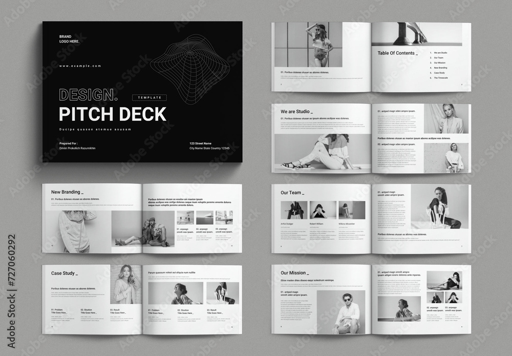 Modelo de Pitch Deck Template Brochure Design Layout Landscape do Stock ...