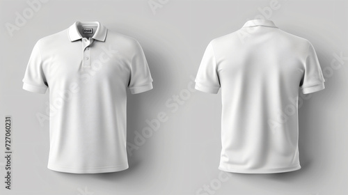 A versatile white polo shirt mockup, perfect for showcasing your own designs. This blank canvas allows you to easily customize the front and back, making it ideal for branding and promotiona