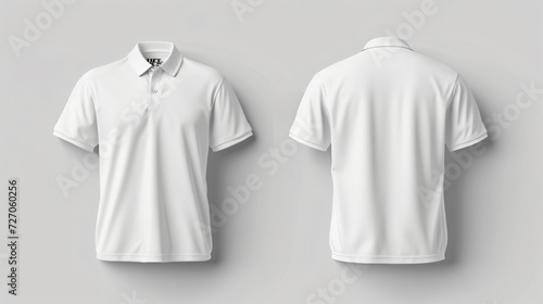 A versatile white polo shirt mockup, perfect for showcasing your own designs. This blank canvas allows you to easily customize the front and back, making it ideal for branding and promotiona photo