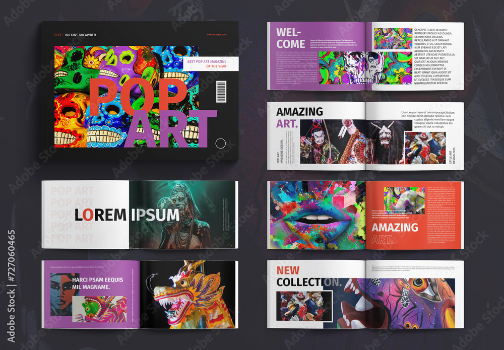 pop-art-magazine-template-design-layout-landscape-stock-template