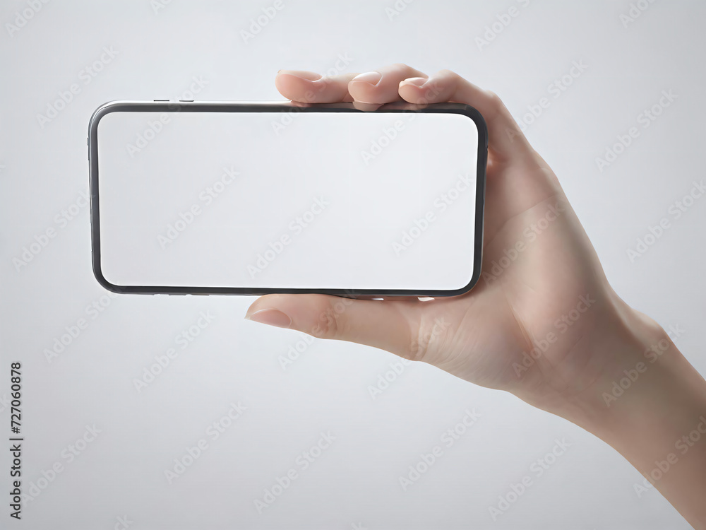 Hand holding a smartphone horizontally Hand holding a smartphone horizontally