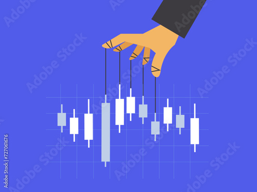 Manipulation of stock or financial market trends illustration