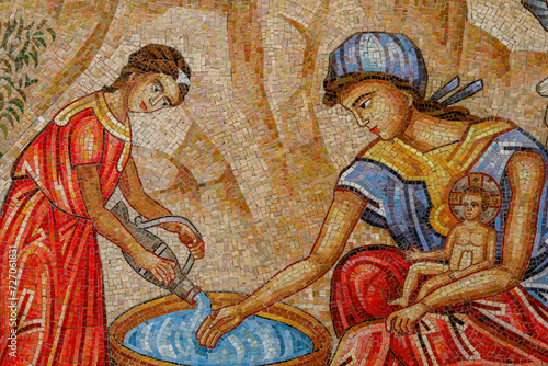 Detail of a mosaic in Saint Paul melkite (Greek catholic) cathedral, Harissa, Lebanon