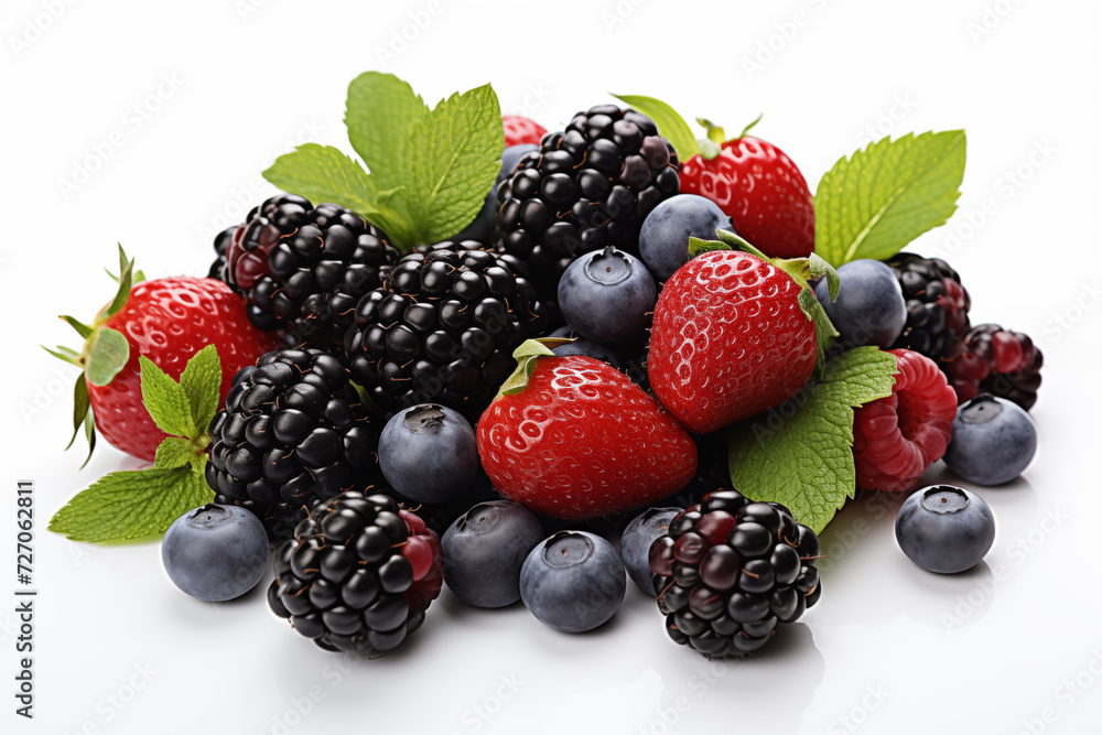 Fruits isolated on white background.
