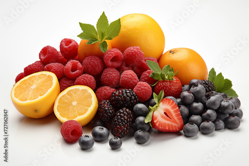 Fruits isolated on white background.