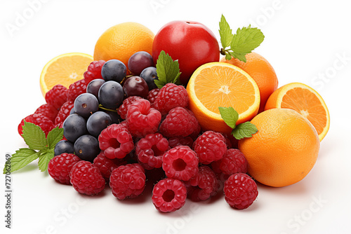 Fruits isolated on white background.