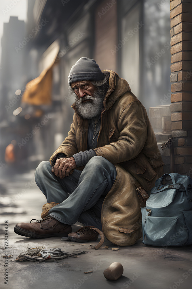 homeless old man sitting on the street homeless old man sitting on the street